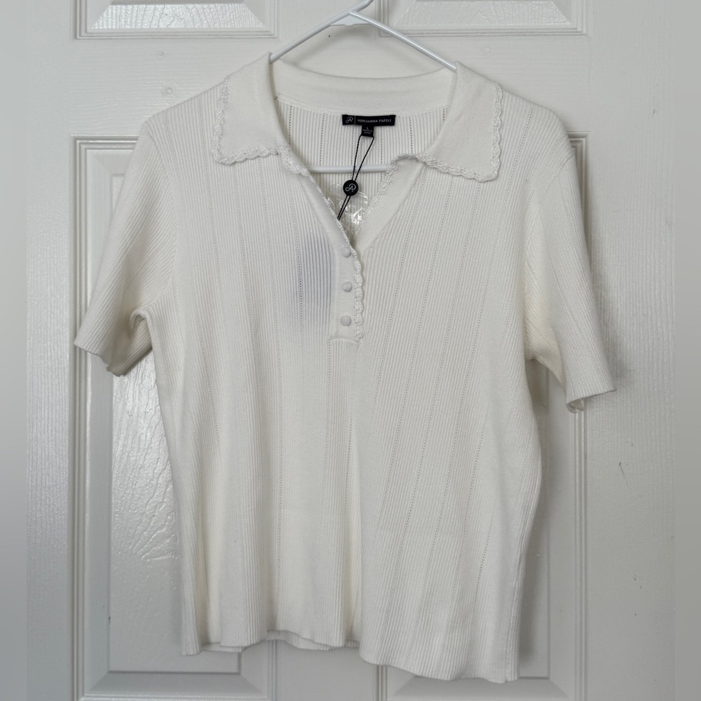 Adrianna Papell Ivory Button Down Shirt